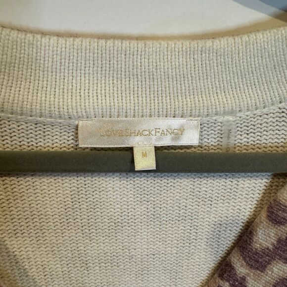 LoveShackFancy BOSCOM CARDIGAN Taupe Skies Cheetah Animal Print Women’s Medium - Picture 7 of 10